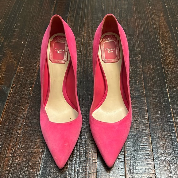 Dior Shoes - Christian Dior Pink Velvet Heels 38.5
